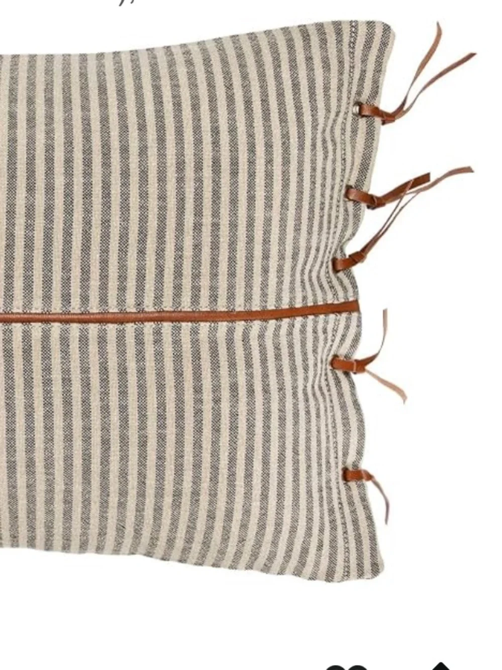 Creative Co-Op Black and Cream Striped Lumbar Throw Pillow with Fringe